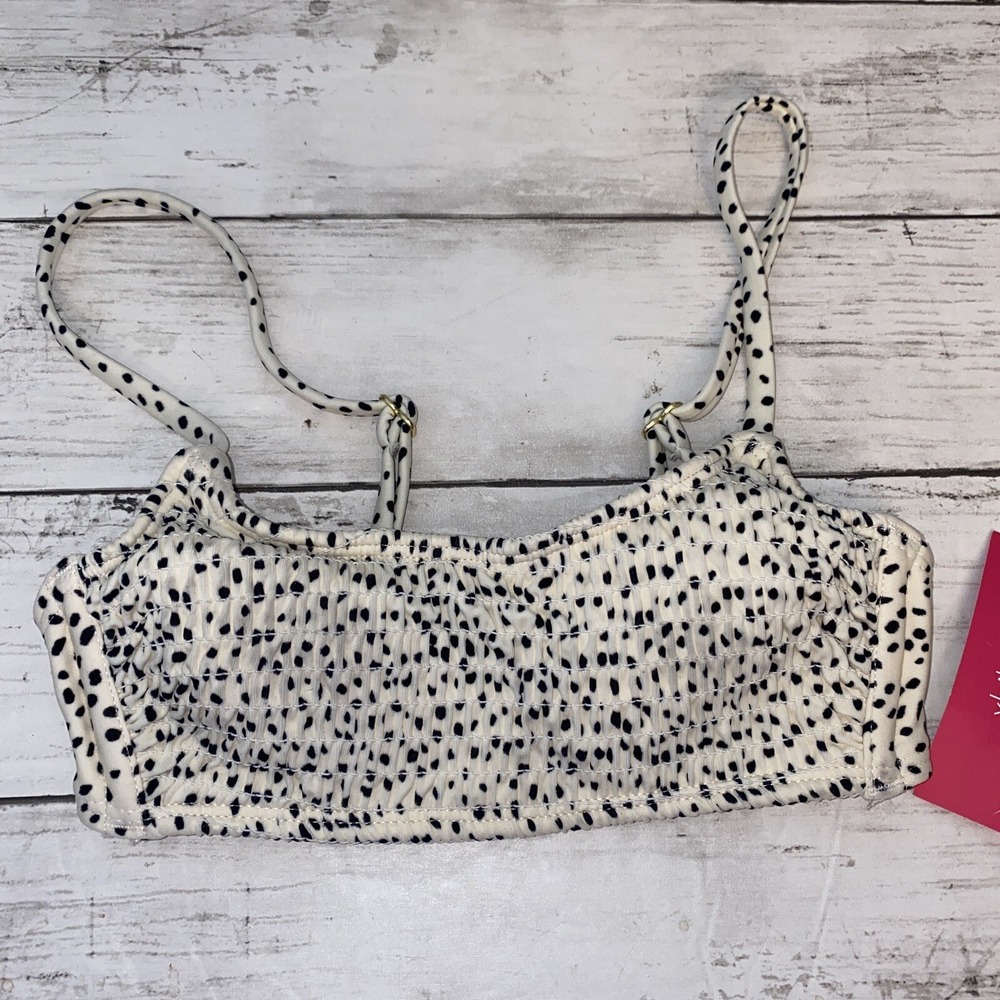 Xhilaration Bikini Top Womens XS Cream Black Dalmatian Leopard Polka Dot Swim XS